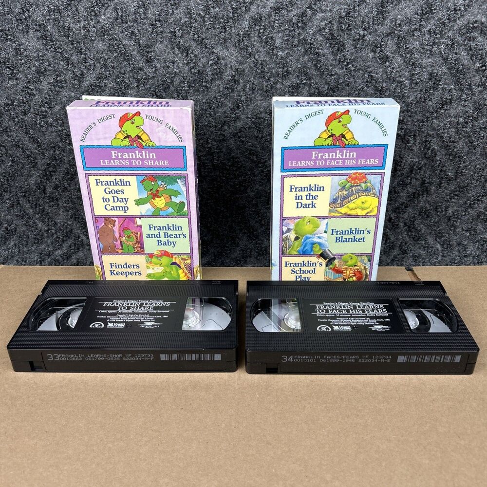 Vintage Franklin VHS Lot of 2: Franklin Learns to Share Franklin Faces His Fears